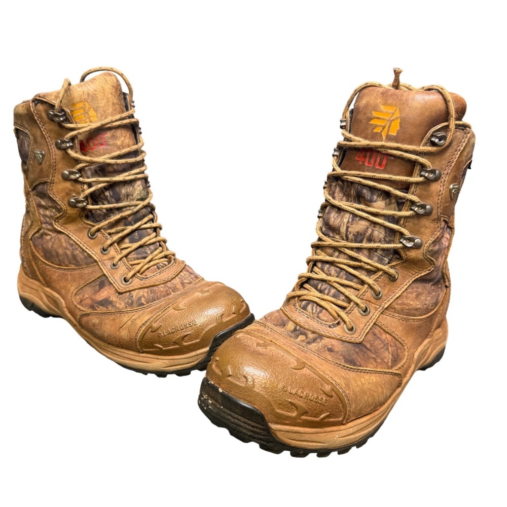Lacrosse 400 Hunting Boots Mens Brown Camo Waterproof Insulated Leather 283150